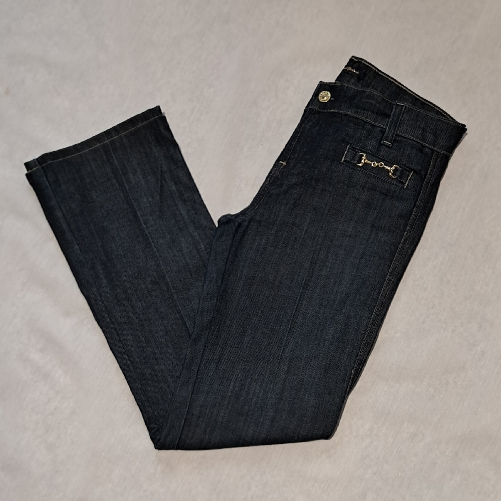 7 For All Mankind Gold Buckle Pocket,‎ Streaight Leg Jeans. Size 26.